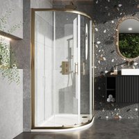 S6 Brushed Brass 2-Door Quadrant Shower Enclosure 800mm x 800mm - 6mm Glass - Orbit