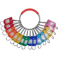 Organisateur de clés à anneau en métal portable avec 16 crochets à ressort et porte-clés avec anneau et fenêtre d'étiquette
