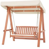 Costway - Outdoor 2-Seat Swing Bench Patio Wood Porch Swing w/ Canopy and Cushions
