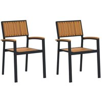 Garden Chair 2 pcs Brown 56 x 57 x 87cm Solid Acacia wood Vidaxl
