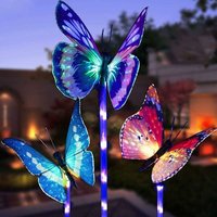 Outdoor Decorative Solar Garden Lights, 3 Pack Solar Powered Garden Lights with Butterfly Multicolor Changes of led Lights Garden, Patio, Yard