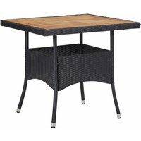 Outdoor Dining Table Black Poly Rattan and Solid Acacia Wood Vidaxl