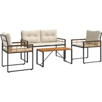 Outdoor Furniture Set with Cushion 4 pcs Cream vidaXL
