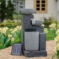 Solar Powered Outdoor Garden LED 3 Bowls Water Feature Fountain