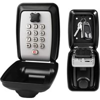 Outdoor Key Safe, Wall Mounted Key Safe with 12 Digit Code, Waterproof and Rustproof Key Box for Home Garage School, Grey)