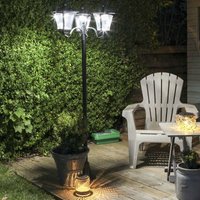 Triple Head Traditional led Lamp Post Light 2.1m Solar Power Outdoor Garden Pathway Drive Welcome Security Patio