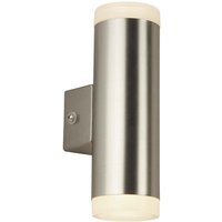 Searchlight Outdoor - Integrated LED 2 Light Outdoor Up and Down Wall Light Satin Silver IP44