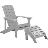 Garden Chair ADIRONDACK with Footstool Light Grey