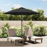 Garden Parasol with led Lights and Steel Pole 300cm Anthracite Vidaxl