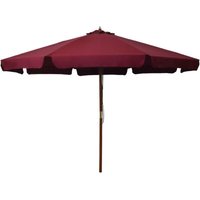 Garden Parasol with Wooden Pole 330 cm Burgundy Vidaxl