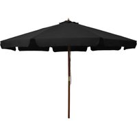 Garden Parasol with Wooden Pole 330 cm Black Vidaxl