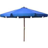 Garden Parasol with Wooden Pole 330 cm Azure Vidaxl