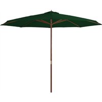 Garden Parasol with Wooden Pole 350 cm Green Vidaxl