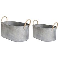 Outdoor Rope Handle Trough (Set of 2) - Galvanised