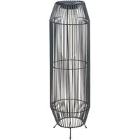 Outdoor Solar Lantern Black Synthetic Material Woven Shade LED Garden Patio Energy-Efficient DONGWE