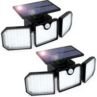Outdoor Solar Motion Sensor Light, 3 Head Solar Powered Outdoor Wall Light Waterproof Outdoor Wall Lamp Solar Wall Light 2pcs