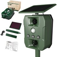 Outdoor Ultrasonic Cat Repellent - Anti Dog Pigeons Mice Rats - Solar USB Multifunction LED Sound - Vibration Spike - Mole Chaser - Rodent Repellent