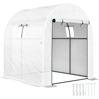 Outsunny - 1.8 x 1.8 x 2m Polytunnel Greenhouse with Doors and Mesh Windows