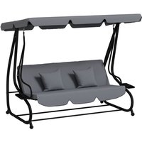 Outsunny 2-in-1 Garden Swing Chair for 3 Person w/ Adjustable Canopy Grey