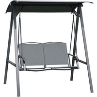 Outsunny 2 Seater Garden Swing Chair Swing Bench w/ Adjustable Canopy Dark Grey