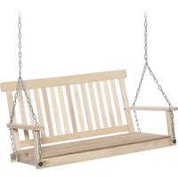 Outsunny - 2 Seater Porch Wooden Swing Chair Garden Bench w/ Chains Natural