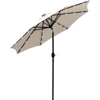 Outsunny 2.7m Patio Garden Umbrella Outdoor Parasol with Tilt Crank and 24 LEDs Lights Cream