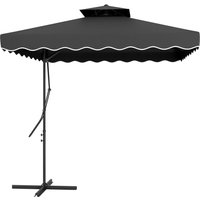 Outsunny - 2.5m Square Cantilever Garden Parasol Umbrella with Cross Base Black