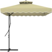 Outsunny - 2.5m Cantilever Parasol with Ruffles and Cross Base Beige