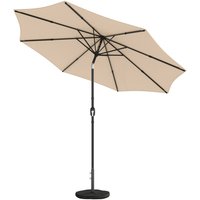 Outsunny 2.7 m Garden Parasol Umbrella with Cross Base, Sandbag, Khaki