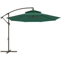 Outsunny - 2.7m Cantilever Banana Parasol Outdoor Sun Shade w/ Crank Green