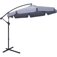 Outsunny - 2.7m Garden Cantilever Banana Parasol Sun Shade with Crank Dark Grey