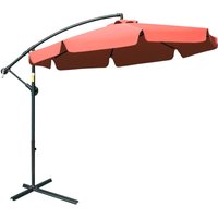 Outsunny 2.7m Garden Cantilever Banana Parasol Sun Shade with Crank Wine Red