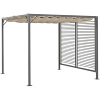 Metal Pergola Patio Sun Shelter Grape Tent Retractable Canopy uv Cut Beige - Outsunny