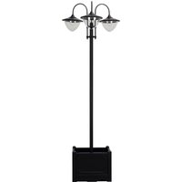 Outsunny - 3-head led Solar Light Lamp Street Light Post with Planter Base, Black