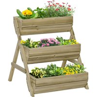 Outsunny - 3 Tier Raised Garden Bed Wooden Elevated Planter Box Kit Green