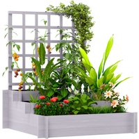 Outsunny 3 Tier Wooden Garden Planters with Trellis for Vine Climbing Plants