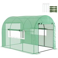 Outsunny - 3 x 2 x 2m Polytunnel Greenhouse with Doors and Mesh Windows