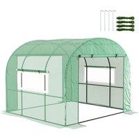 Outsunny - 3 x 3 x 2m Polytunnel Greenhouse with Doors and Mesh Windows