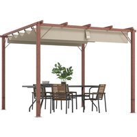 Outsunny - 3 x 3(m) Aluminium Garden Pergola with Retractable Roof, Natural