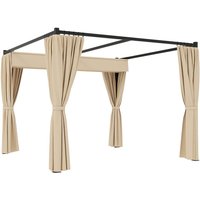 Outsunny 3 x 3(m) Pergola with Retractable Roof and Curtains Beige