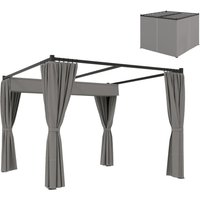 Outsunny - 3 x 3(m) Pergola with Retractable Roof and Curtains Light Grey