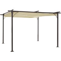 3.5x3.5m Pergola Metal Gazebo Backyard Porch Awning Retractable Canopy Beige - Outsunny