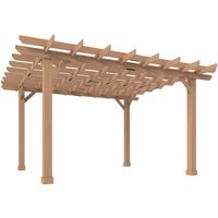 Outsunny 3.6 x 3.6m Graden Pergola Kit, Wooden Grape Trellis, Dark Brown