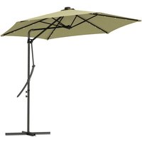 Outsunny - 3(m) Cantilever Garden Parasol Umbrella w/ Solar led and Cover Beige