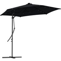 Outsunny - 3(m) Cantilever Garden Parasol Umbrella w/ Solar led and Cover Black