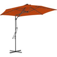 Outsunny - 3(m) Cantilever Garden Parasol Umbrella w/ Solar led and Cover Orange