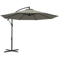 Outsunny 3(m) Cantilever Parasol Banana Umbrella w/ Crank and Tilt, Cross Base Light Grey