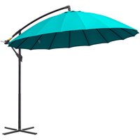 Outsunny 3(m) Cantilever Shanghai Parasol w/ Crank Handle, Cross Base Turquoise