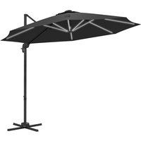 Outsunny - 3(m) Solar led Cantilever Parasol Adjustable Garden Umbrella Dark Grey