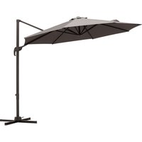 3M Sun Shade Cantilever Hanging Parasol Aluminium Frame w/ Hand Crank Grey - Outsunny